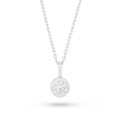 Sterling Silver 925 Necklace Rhodium Plated Embedded With White Zircon