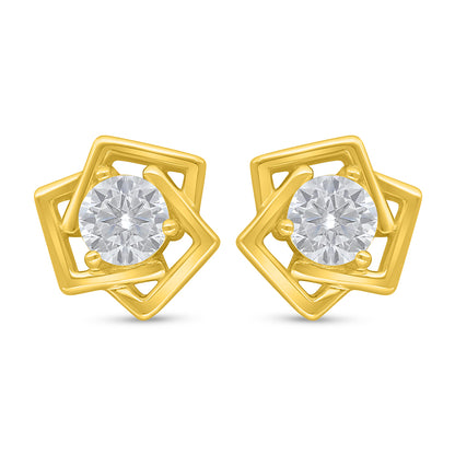 اقراط من الفضة الخالصة عيار 925 مطلي ذهبي مرصع فص ابيض