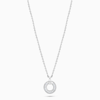 Sterling Silver 925 Necklace Rhodium Plated Embedded With White Zircon