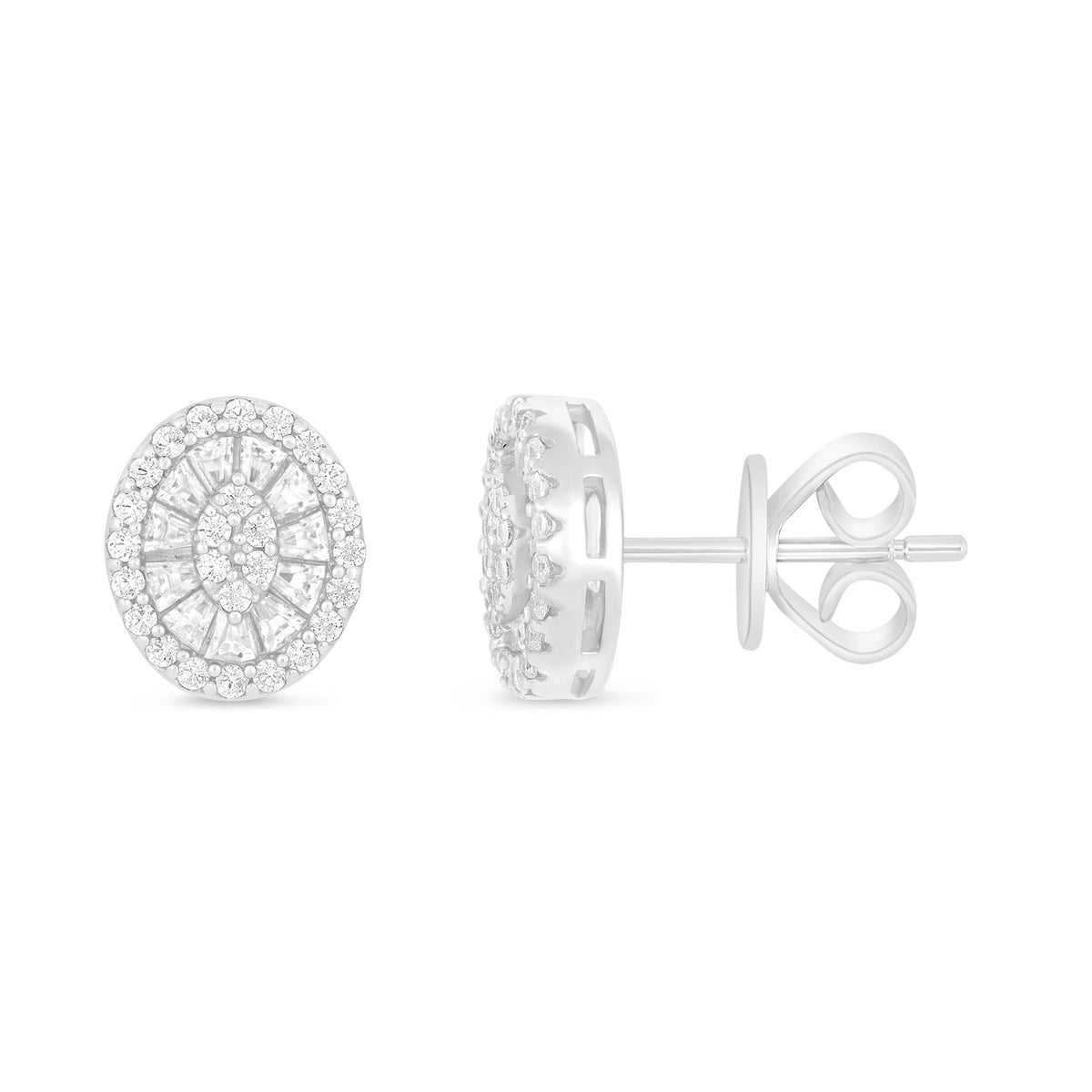 Sterling Silver 925 Earring Rhodium Plated Embedded With White Zircon