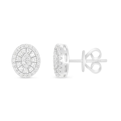 Sterling Silver 925 Earring Rhodium Plated Embedded With White Zircon