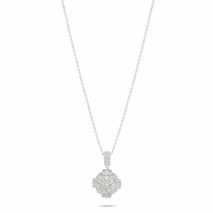 Sterling Silver 925 Necklace Rhodium Plated Embedded With Diamond Zircon And White Zircon
