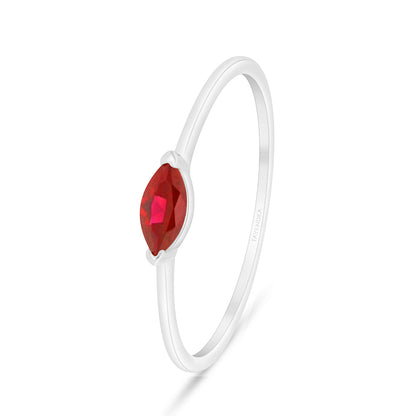 Sterling Silver 925 Ring Rhodium Plated Embedded With Ruby Corundum