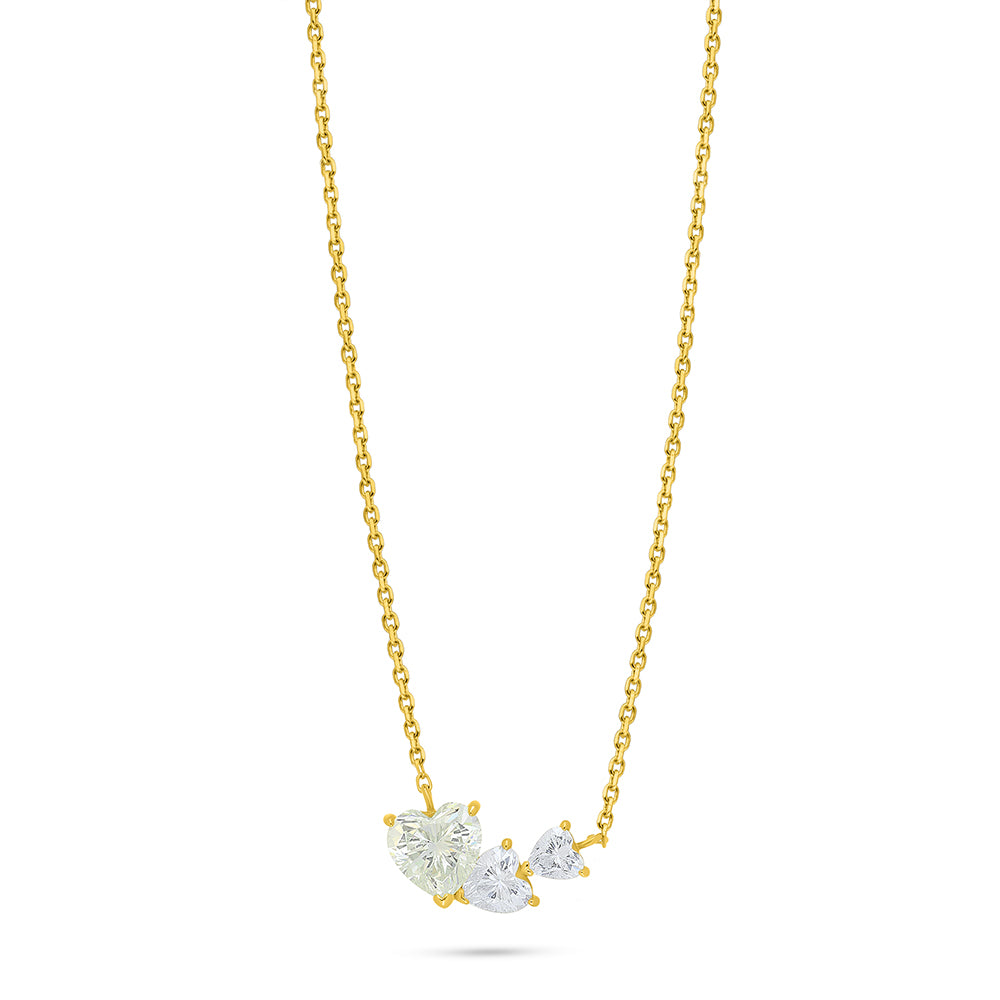 Sterling Silver 925 Necklace Golden Plated Embedded With Diamond Zircon And White Zircon