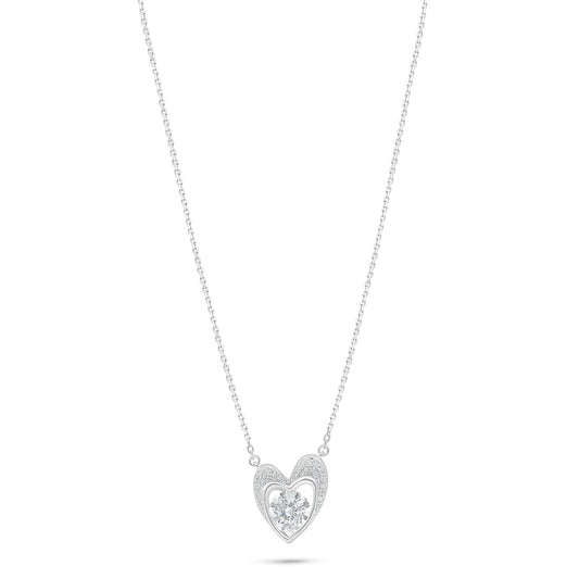 Sterling Silver 925 Necklace Rhodium Plated Embedded With White Zircon