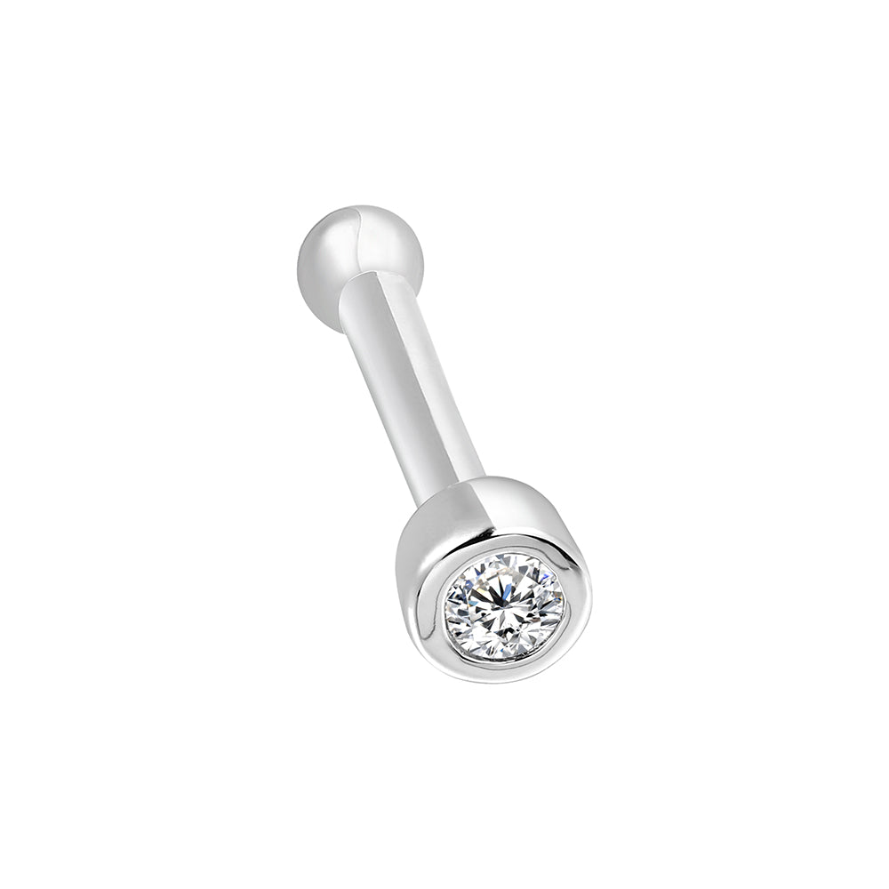 Sterling Silver 925  Nose Rings Rhodium Plated Embedded With Natural CVD Diamonds