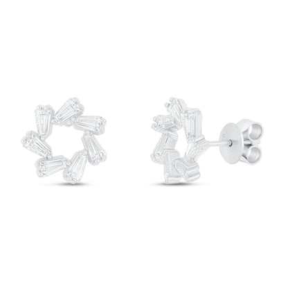 Sterling Silver 925 Earring Rhodium Plated Embedded With White Zircon