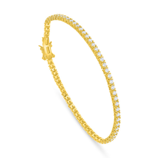 Sterling Silver 925 Bracelet Golden Plated Embedded With White Zircon
