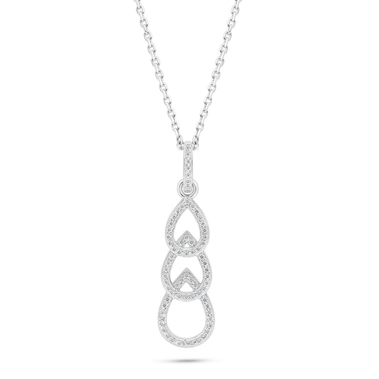 Sterling Silver 925 Necklace Rhodium Plated Embedded With White Zircon