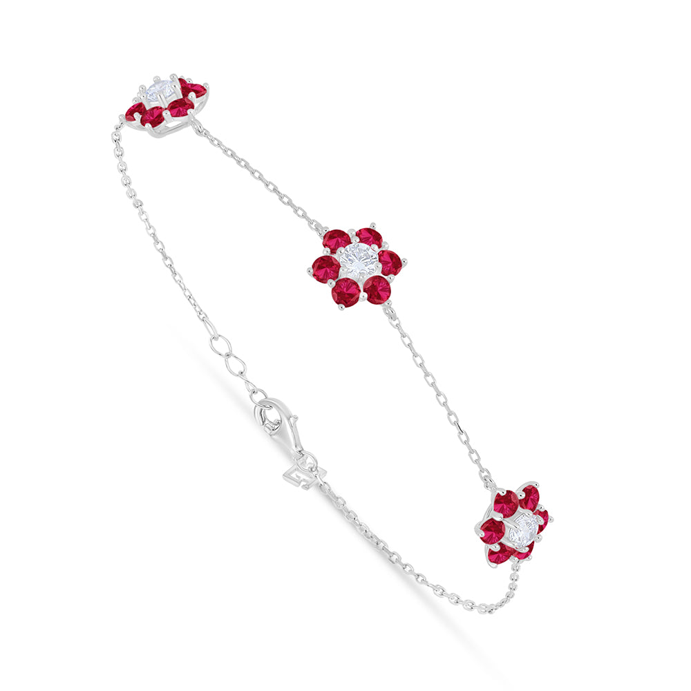 اسورة من الفضة الخالصة عيار 925 مطلية روديوم مرصعة ياقوت كروندوم و فص ابيض