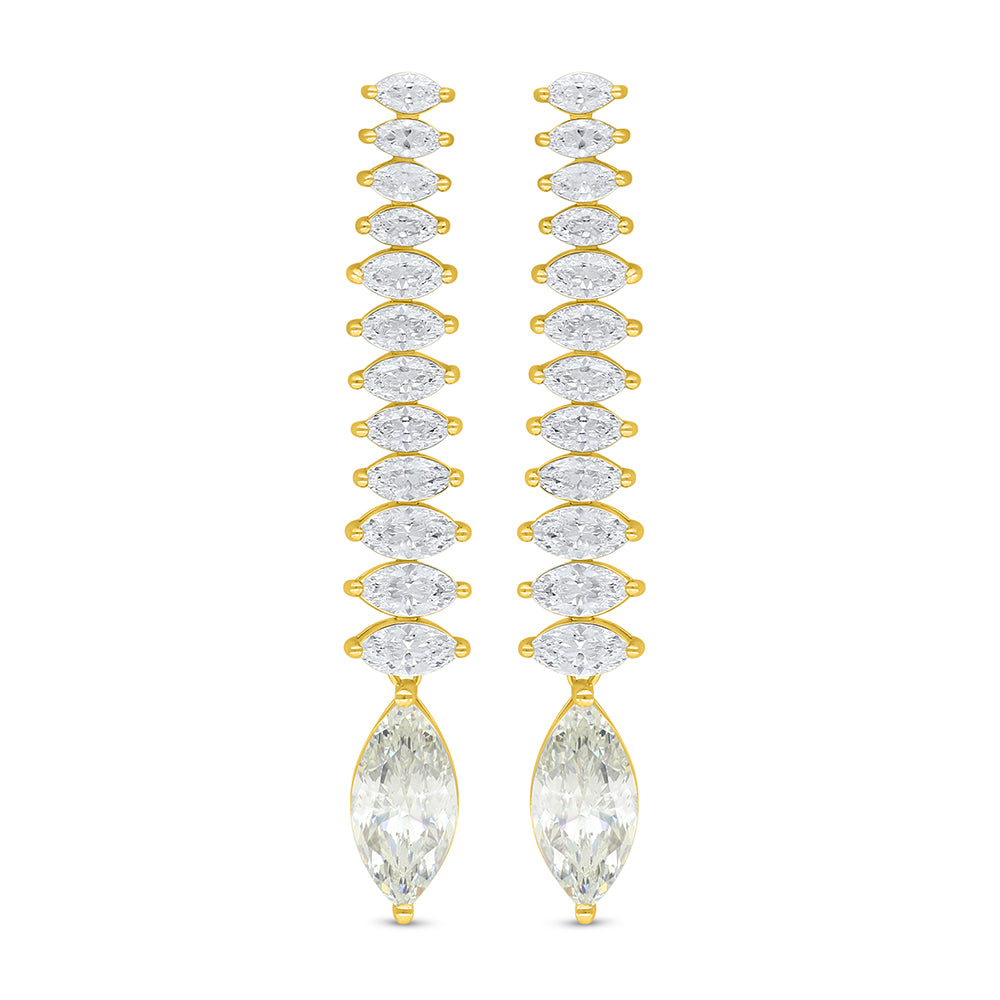 Sterling Silver 925 SET Golden Plated Embedded With Yellow Diamond And White Zircon