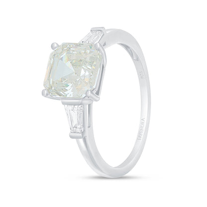 Sterling Silver 925 Ring Rhodium Plated Embedded With Diamond Zircon And White Zircon