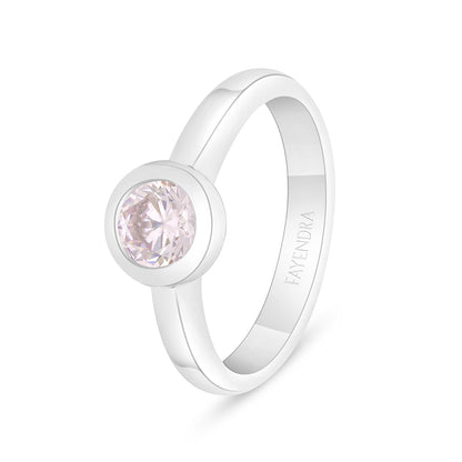 Sterling Silver 925 Ring Rhodium Plated Embedded With Pink Zircon