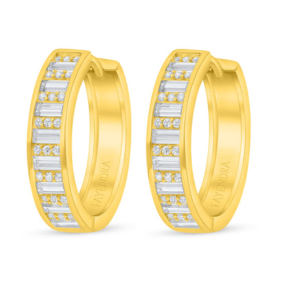 Sterling Silver 925 Earring Golden Plated Embedded With White Zircon