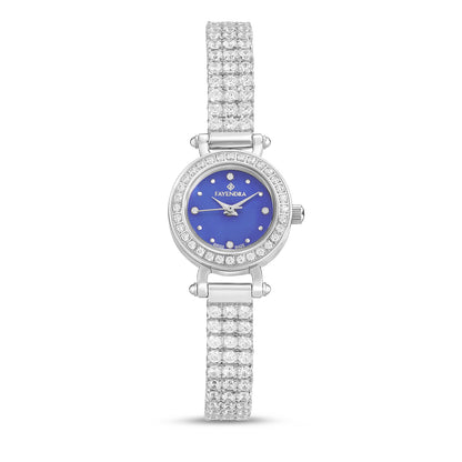 Stainless Steel 316L Watch Silver Color Embedded With White Zircon - BLUE MOP DIAL
