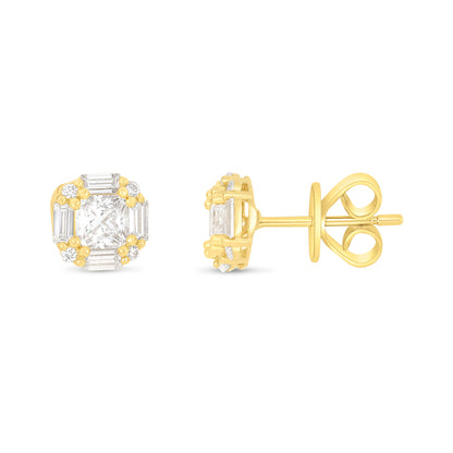 Sterling Silver 925 Earring Golden Plated Embedded With White Zircon