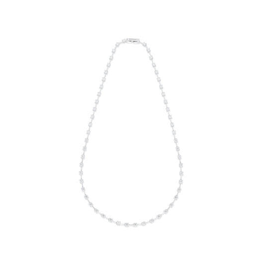 Sterling Silver 925 Necklace Rhodium Plated Embedded With White Zircon