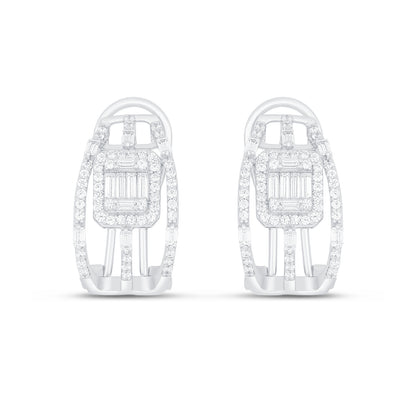 Sterling Silver 925 Earring Rhodium Plated Embedded With White Zircon