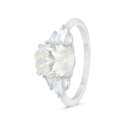 Sterling Silver 925 Ring Rhodium Plated Embedded With Diamond Zircon And White Zircon