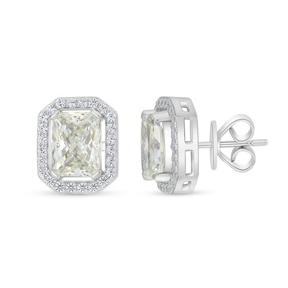 Sterling Silver 925 Earring Rhodium Plated Embedded With Diamond Zircon And White Zircon