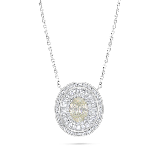 Sterling Silver 925 Necklace Rhodium Plated Embedded With Diamond Zircon And White Zircon