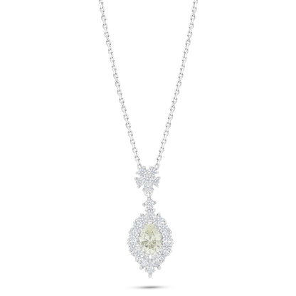 Sterling Silver 925 Necklace Rhodium Plated Embedded With Diamond Zircon And White Zircon