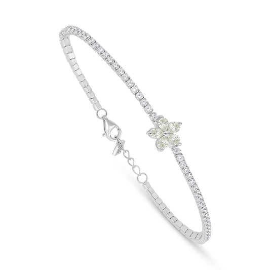 اسورة من الفضة الخالصة عيار 925 مطلية روديوم مرصعة بالزركون الكناري الالماسي و فص ابيض