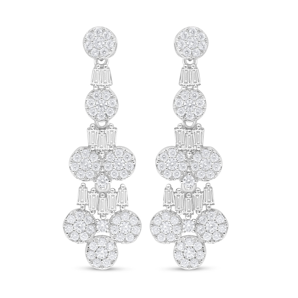 Sterling Silver 925 SET Rhodium Plated Embedded With White Zircon