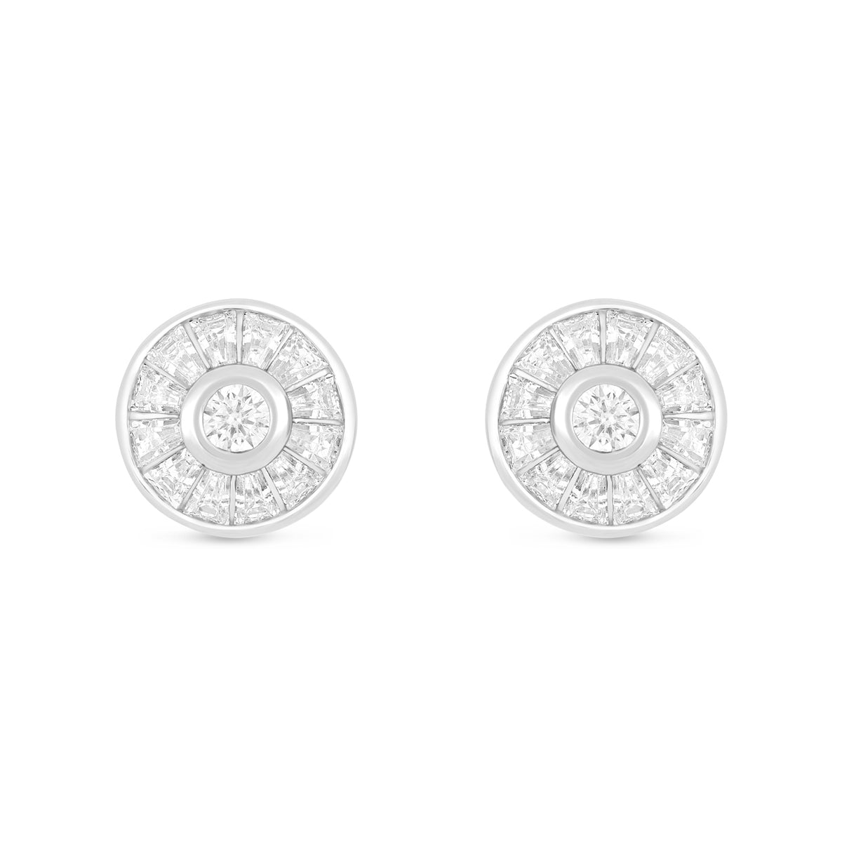 Sterling Silver 925 Earring Rhodium Plated Embedded With White Zircon