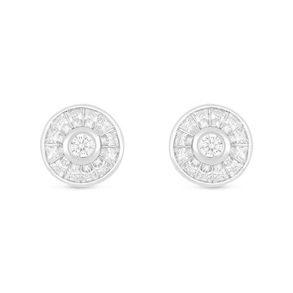 Sterling Silver 925 Earring Rhodium Plated Embedded With White Zircon
