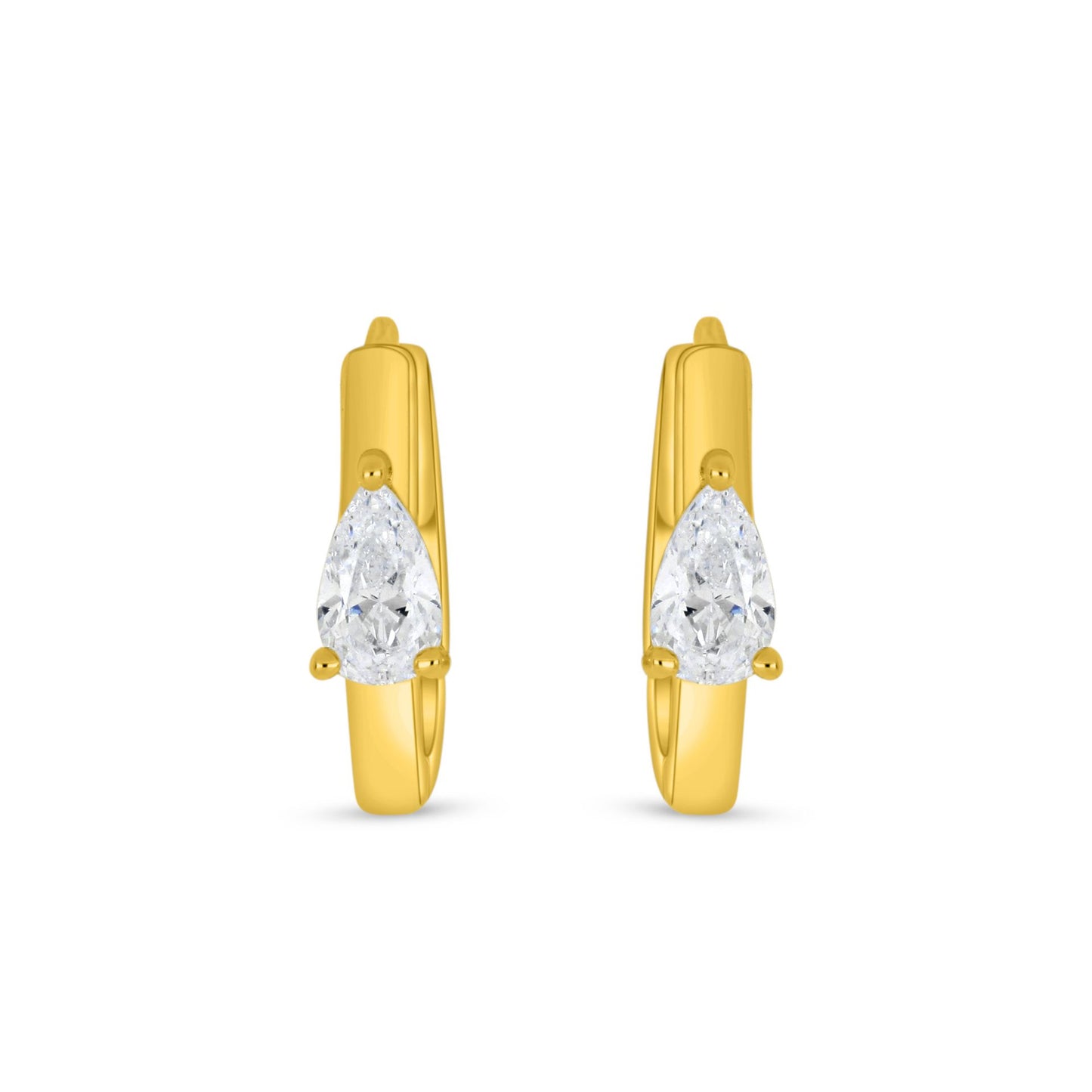 Sterling Silver 925 Earring Golden Plated Embedded With White Zircon