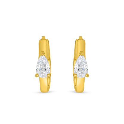Sterling Silver 925 Earring Golden Plated Embedded With White Zircon