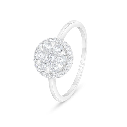 Sterling Silver 925 Ring Rhodium Plated Embedded With White Zircon