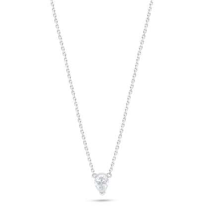 Sterling Silver 925 Necklace Rhodium Plated Embedded With White Zircon