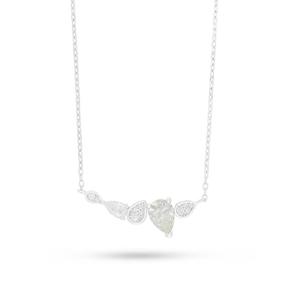 Sterling Silver 925 Necklace Rhodium Plated Embedded With Diamond Zircon And White Zircon