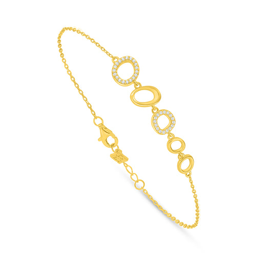 Sterling Silver 925 Bracelet Golden Plated Embedded With White Zircon
