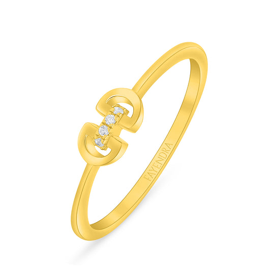 Sterling Silver 925 Ring Golden Plated Embedded With White Zircon