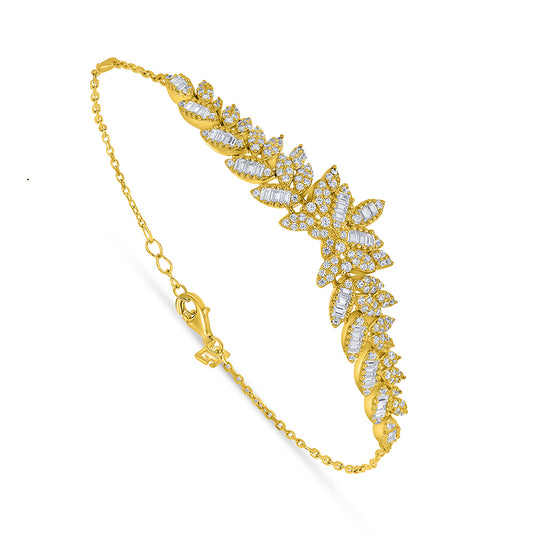 اسورة من الفضة الخالصة عيار 925 مطلية ذهبي مرصعة فص ابيض