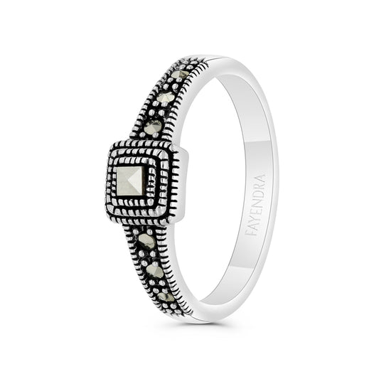 Sterling Silver 925 Ring Embedded With Marcasite Stones