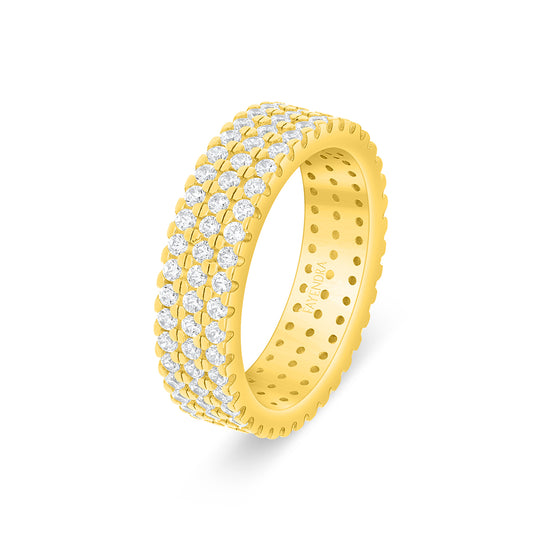 Sterling Silver 925 Ring Golden Plated Embedded With White Zircon