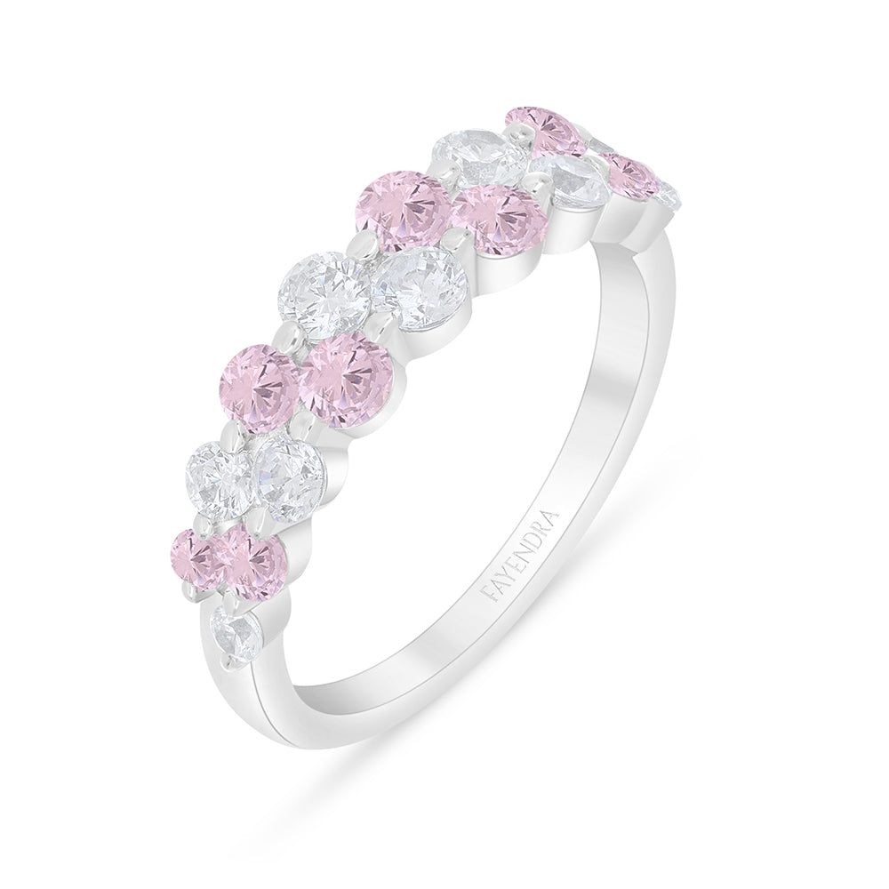 خاتم من الفضة الخالصة عيار 925 مطلي روديوم مرصع زركون بنك و فص ابيض