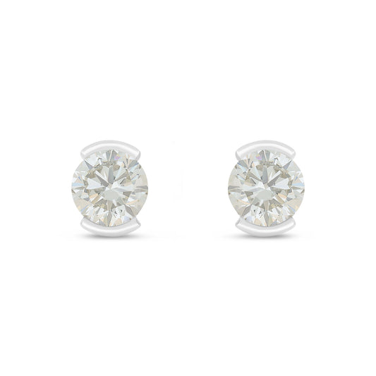 Sterling Silver 925 Earring Rhodium Plated Embedded With Diamond Zircon