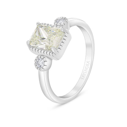 Sterling Silver 925 Ring Rhodium Plated Embedded With Diamond Zircon And White Zircon
