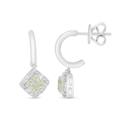 Sterling Silver 925 Earring Rhodium Plated Embedded With Diamond Zircon And White Zircon