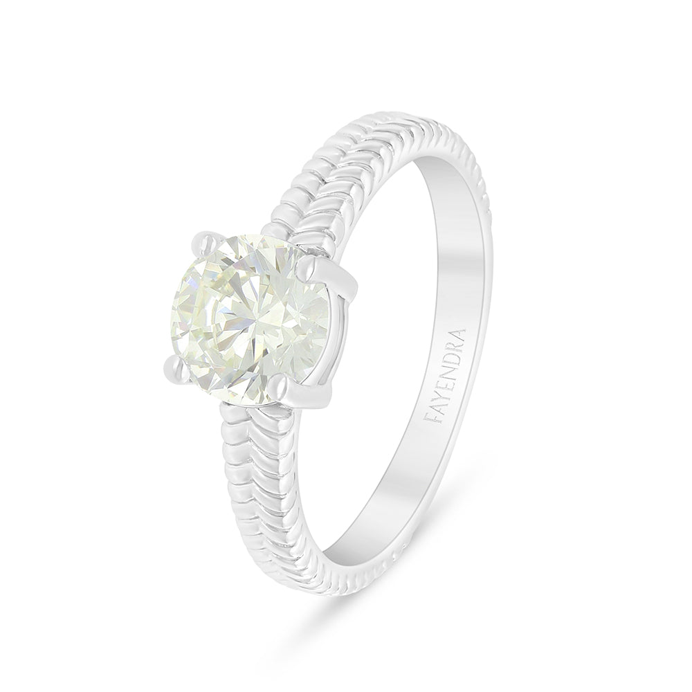 خاتم من الفضة الخالصة عيار 925 مطلي روديوم مرصع بالزركون الكناري الالماسي