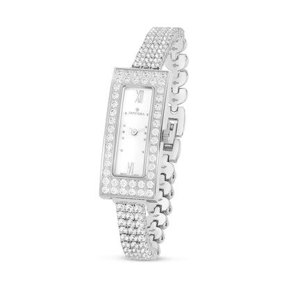 Stainless Steel 316L Watch Silver Color Embedded With White Zircon - WHITE MOP DIAL