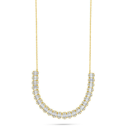 Sterling Silver 925 Necklace Golden Plated Embedded With White Zircon