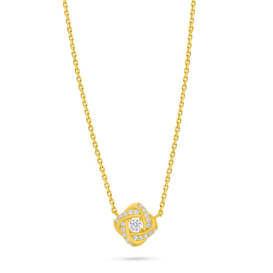 Sterling Silver 925 Necklace Golden Plated Embedded With White Zircon