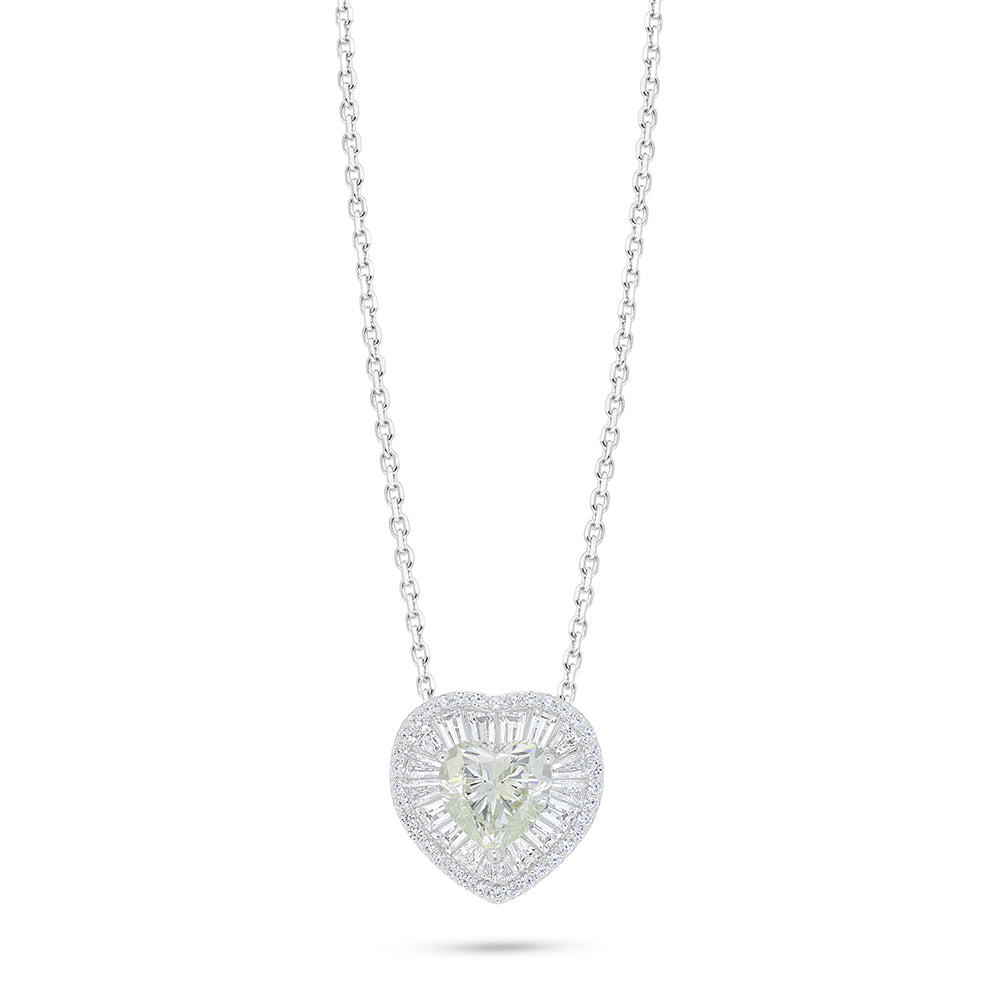 Sterling Silver 925 Necklace Rhodium Plated Embedded With Diamond Zircon And White Zircon