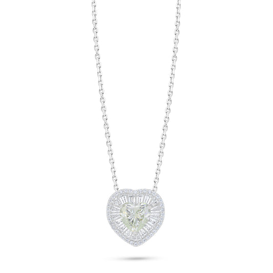 Sterling Silver 925 Necklace Rhodium Plated Embedded With Diamond Zircon And White Zircon